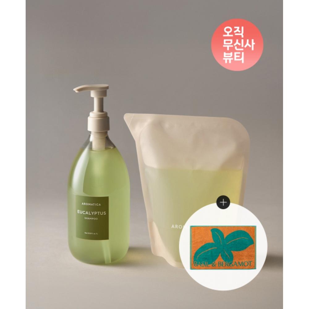 Aromatica [musinsa Beauty Only] Shampoo 1l+refill 500ml+face Towel  Choose 1 Lemongrass Eucalyptus 