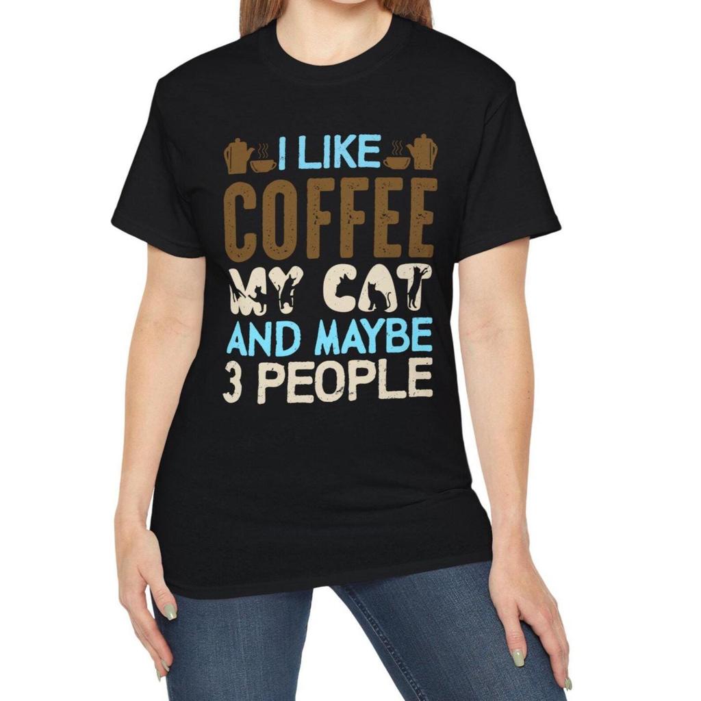 I Like Coffee T-Shirt Cats Lover Tee Slogan Tee - Gift for Boy Teen Girls Mom Dad Grand Family Friend Sister Brother Crew Team Party