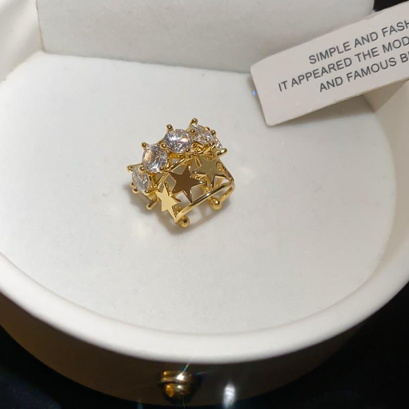 Zircon Round Star Exquisite Fashion Ear Clip Personalized Design No Ear Piercing Ear Bone Clip Light Luxury High-end Earrings