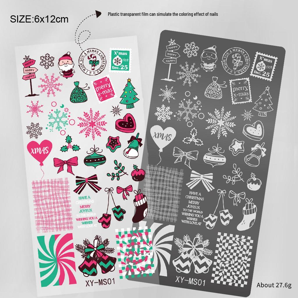 Christmas Series Snowflake Nail Art Transfer Tool - Printed Steel Plate with Transparent Film