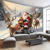 VIKAMA Christmas Wall Hanging Santa's Sleigh with Reindeer Tapestry Living Room, Bedroom, Office, Home Decor, Party Accent