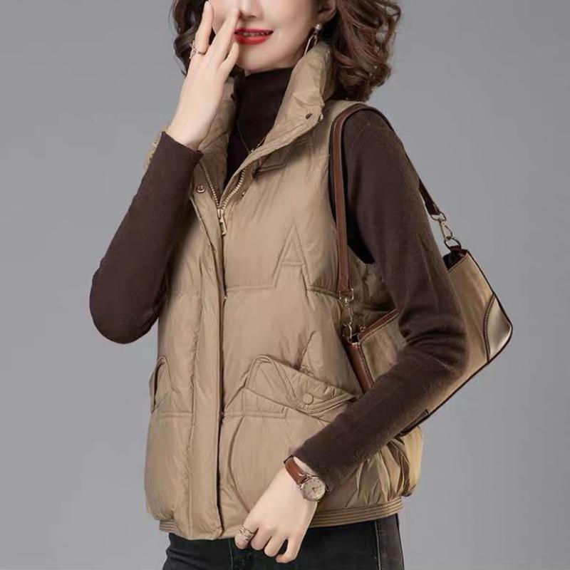 

Женский пуховый жилет осень-зима новый стиль верхняя одежда белый гусиный пух укороченный свободный стильный утолщенный жилет 2XL