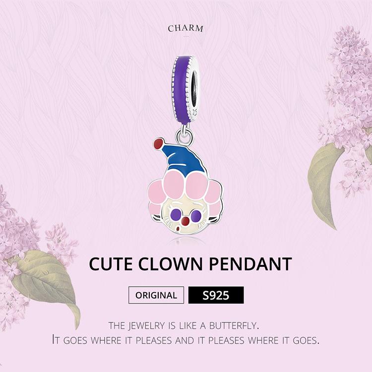 WOSTU New 925 Sterling Silver Funny Clown Charm Colorful Enamel Bead Pendant Fit Original Bracelet For Women Jewelry