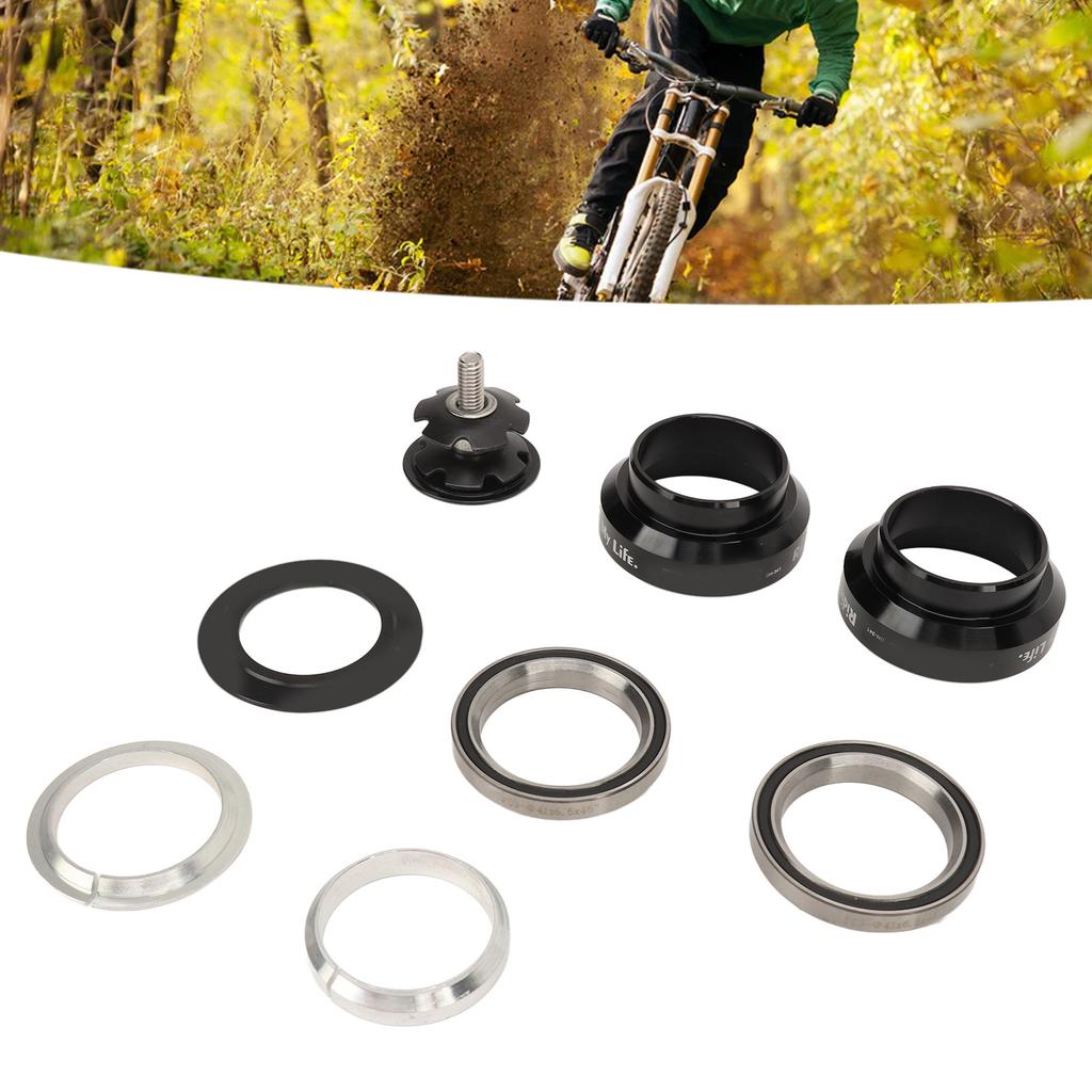 Bike Headset Set 34mm Bicycle Headset Aluminum Alloy Bike Front Fork Stem Headset for 28.6mm Straight Steerer Fork Bearing