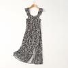 Export Export Slit Hemline At Hem Ethnic Print Cotton Silk Suspender Skirt Summer Shoelace Artificial Cotton Vest Skirt Long Skirt