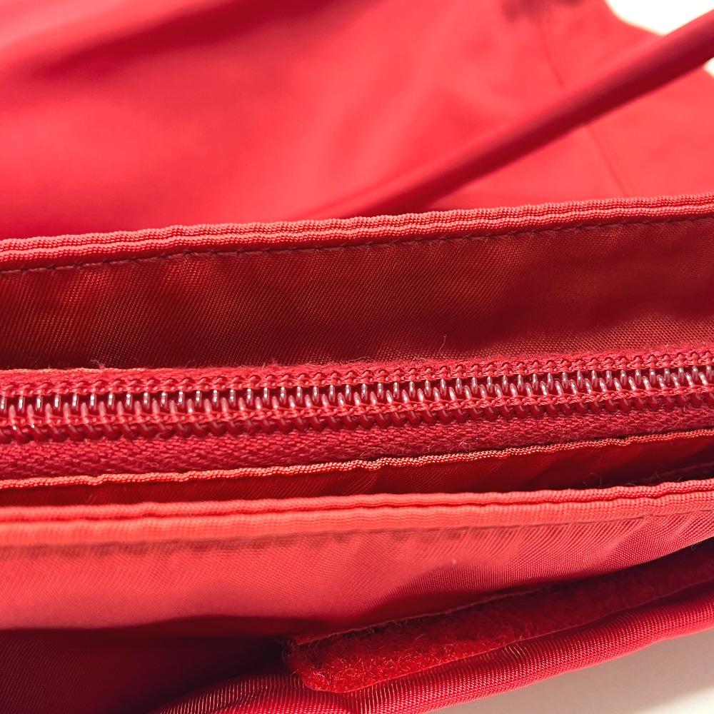 Prada B8725 Logo Tote Bag, Shoulder Bag, Triangle Plate Hand Bag Nylon Red