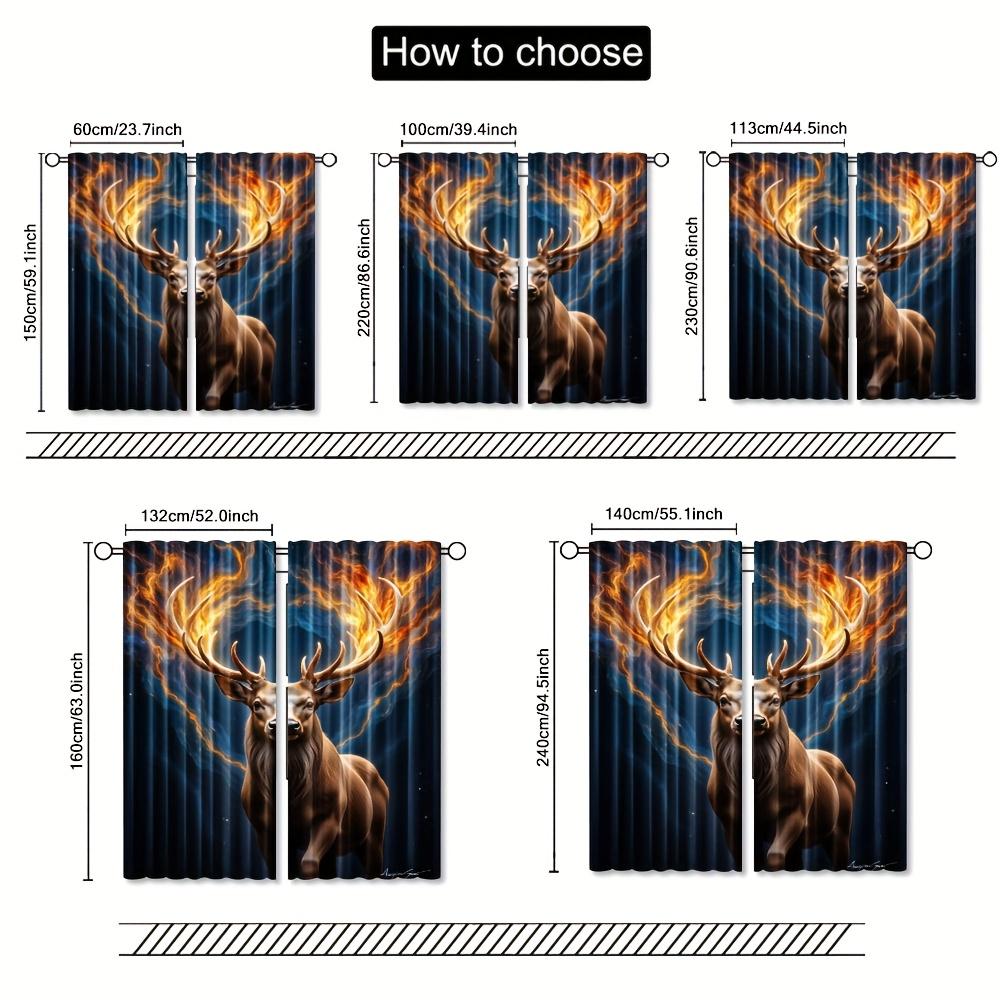 2pcs   Abstract Deer Galaxy Artistic Painting Design Polyester Curtains   HD Digital Print   Light Filtering Drapes for Bedroom   Li