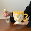 Creative Fruit Ceramic Mug With Lid Spoon Girls Home Cup Office Breakfast Coffee Water Cup High Value