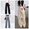 Drawstring Wide Leg Sweatpants Multi-pockets Women Joggers Trousers Baggy Cargo Pants  Sports