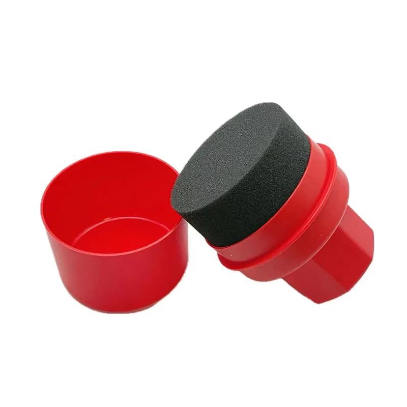 Car Detailing Brush Tire Cleaning Tools Car Wax Applicator Pad Car Tire Waxing Sponge with Lid Curved Shaped Easy Waxing Brush