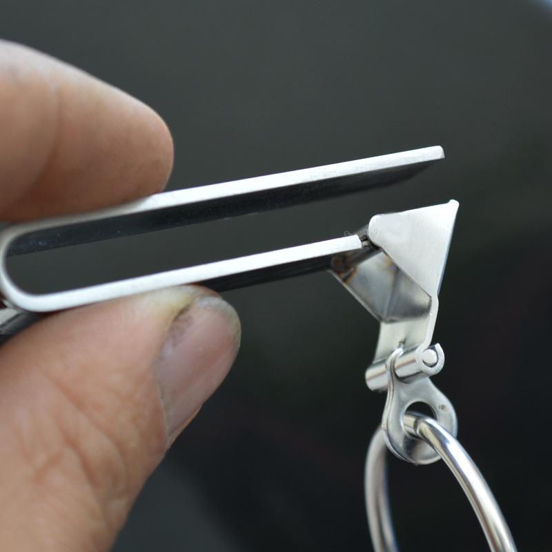 Męski brelok do kluczy ze stali nierdzewnej z klipsem do paska i blokadą szybkiego uwalniania