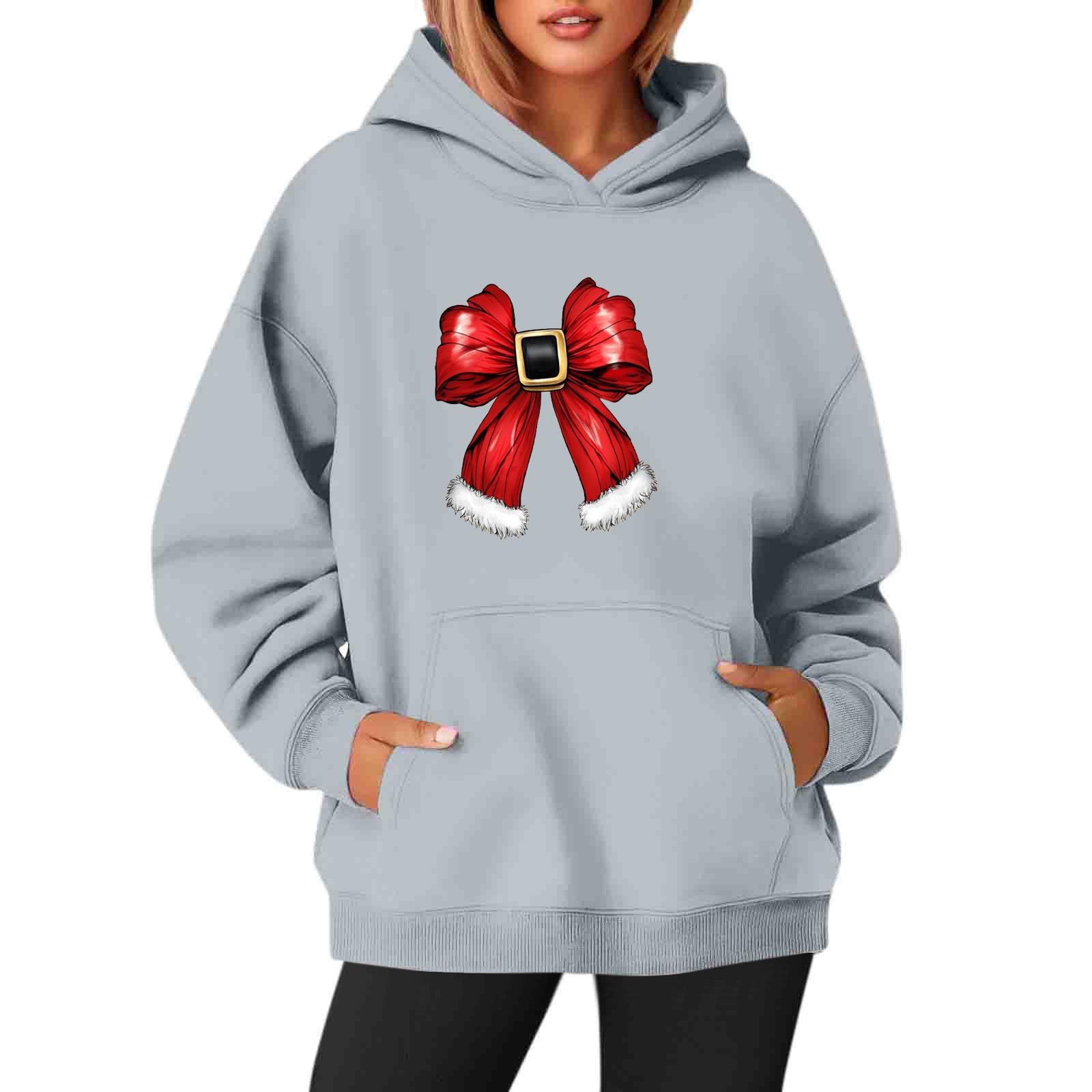 Женские толстовки с круглым вырезом и длинным рукавом с рождественским принтом — фото 4