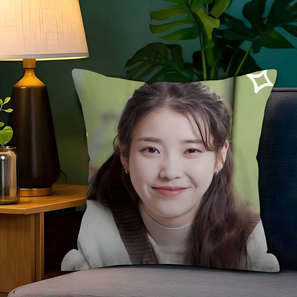 POP Korean Singer I-IU Pillow Covers Cartoon Sofa Decorative Home Double-sided Printing Short Plush Cute Cushion Cover