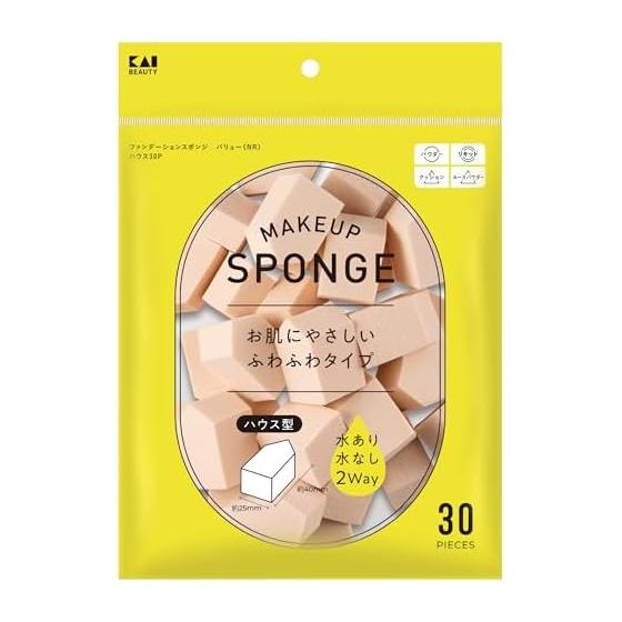 Kai KAI Foundation Sponge Value NR House 30P Large Capacity Fluffy Type Puff Liquid Powder With Water Without Water KQ3303
