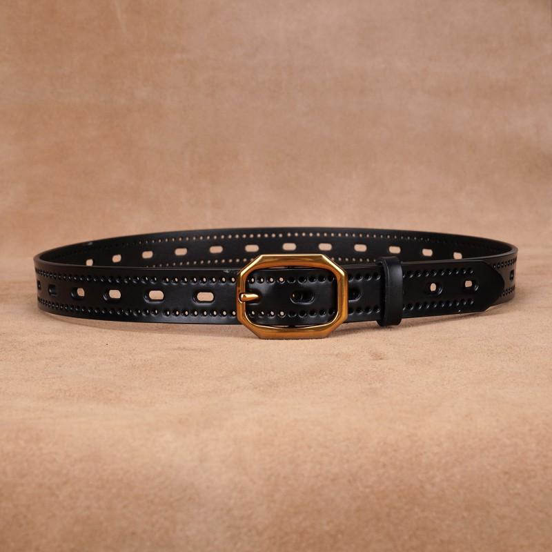 Womens Genuine Leather Belt With Pin Buckle Adjustable Waistband Jeans Trousers Classic Black Brown Office Casual Wear