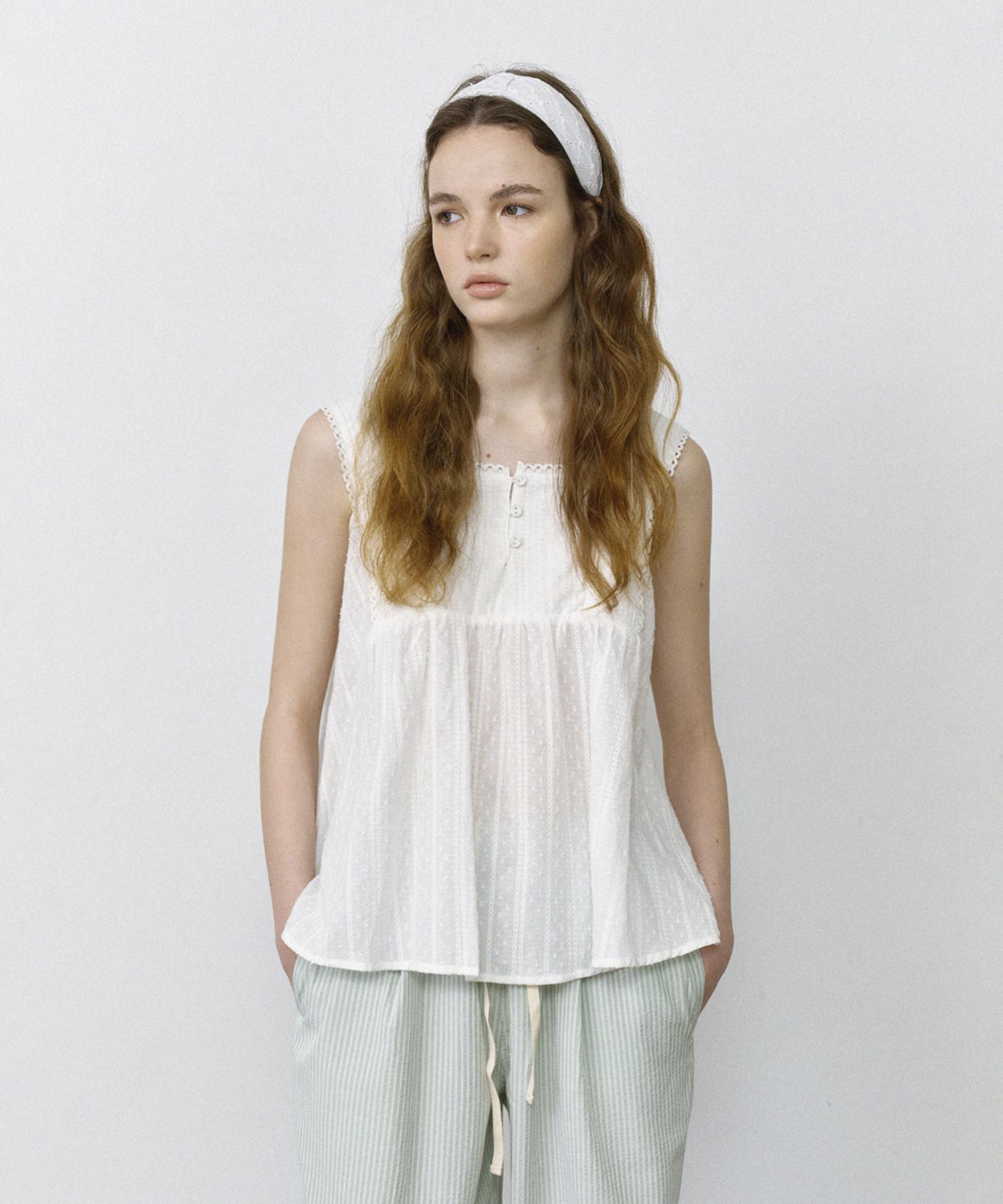Hane Frill Flare Sleeveless_Milk S