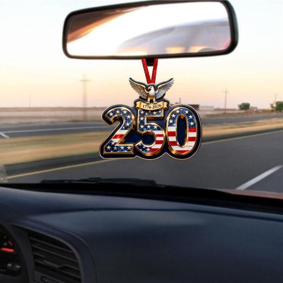 Set da 4 Pezzi Decorazione 250° Anniversario America Ciondolo Acrilico Piatto 2D Dal 1776 al 2026 Ornamento Commemorativo da Appendere