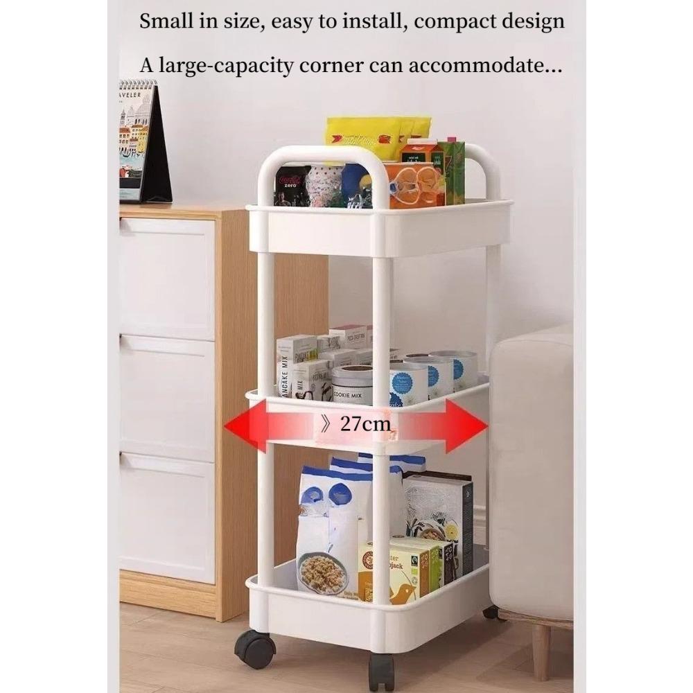 1 Stück 3-stöckiges Küchen-Multifunktionsregal, mobiler Wagen, Boden-zu-Decke-Mehrschicht-Lagerregal, Bücherregal, Snacks, Obst- und Gemüse-Lagerregal