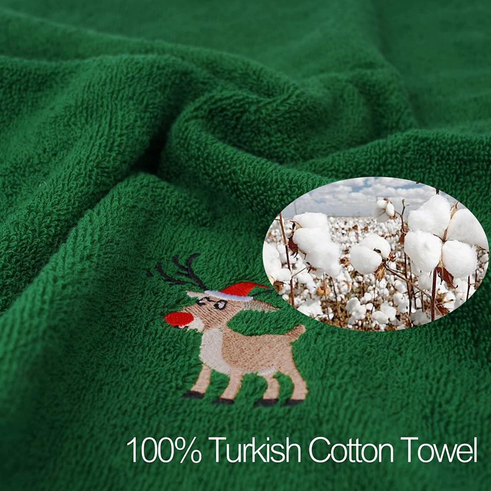 3Pcs Christmas Kitchen Towels Combed Cotton Absorbent Hand Bath Towel Merry Christmas Hand Towels Claus Santa Snowman Decoration