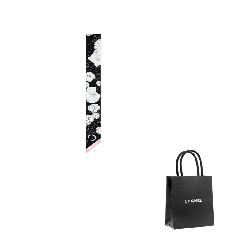 

CHANEL floral design scarf women s black чорний