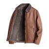 Fashion Casual Mens PU Leather Jacket Autumn Winter Thick Fleece Warm Outerwear Light Business Lapel Versatile Coat