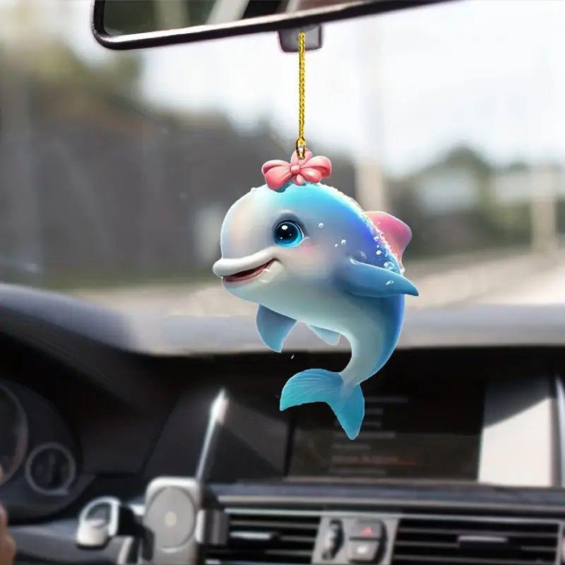 Entzückender Acryl Delfin Autoanhänger Lustige Cartoon Dekoration Perfekt für Fahrzeuge