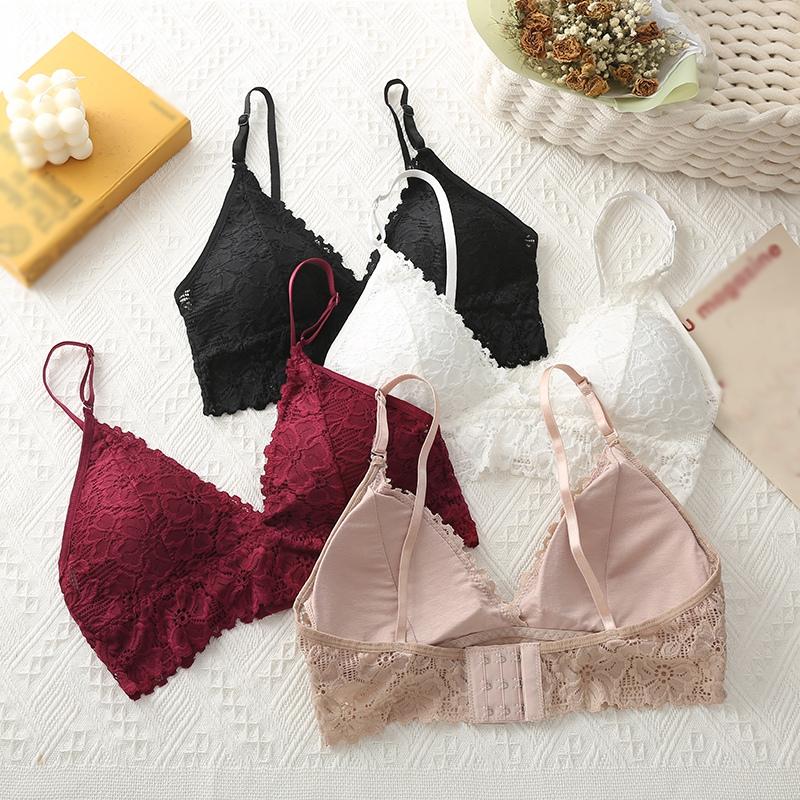 Buy Women Bralette French Lace Triangle Cup Bra Without Steel Ring