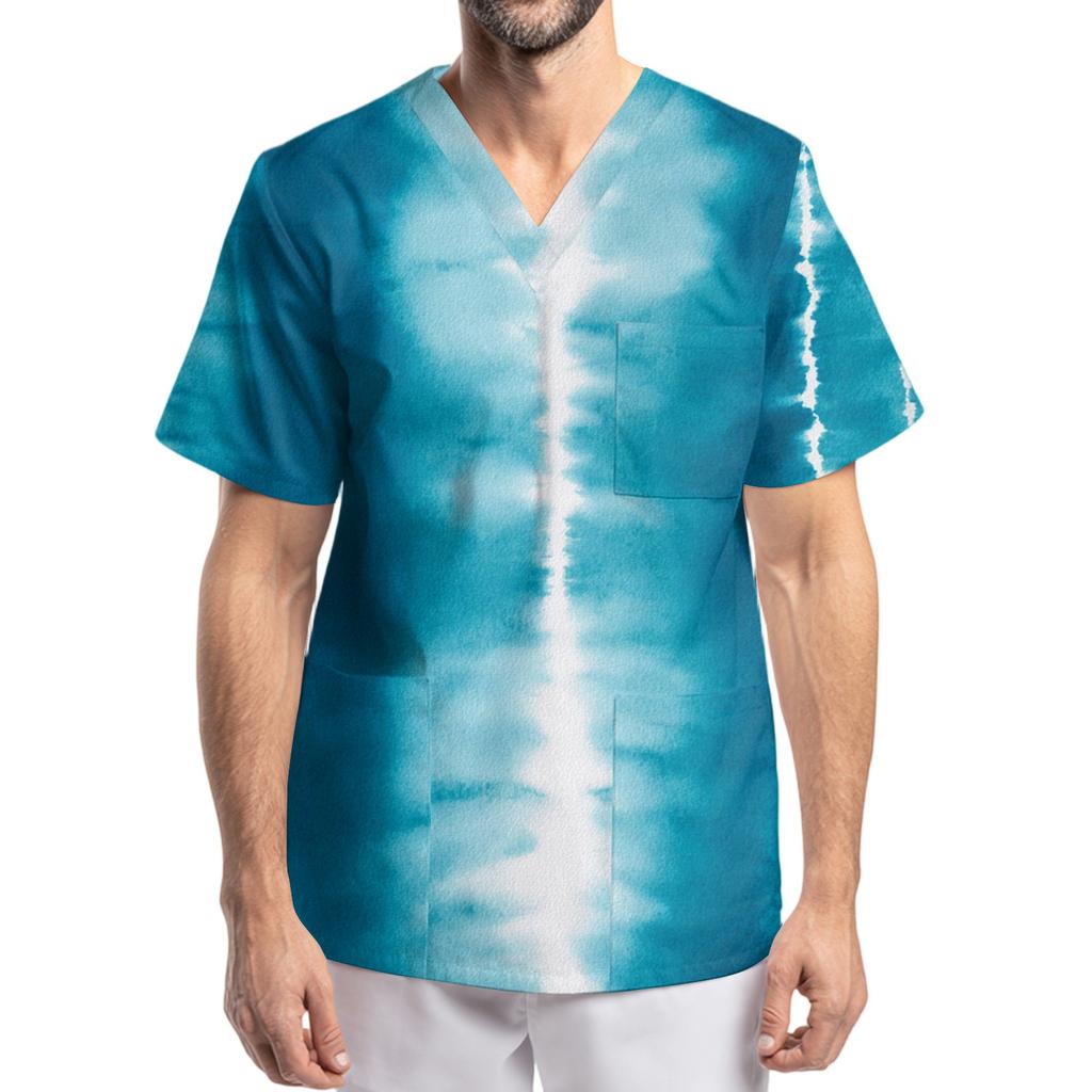 Pánská pracovní halenka s krátkým rukávem a výstřihem do V na hrudi