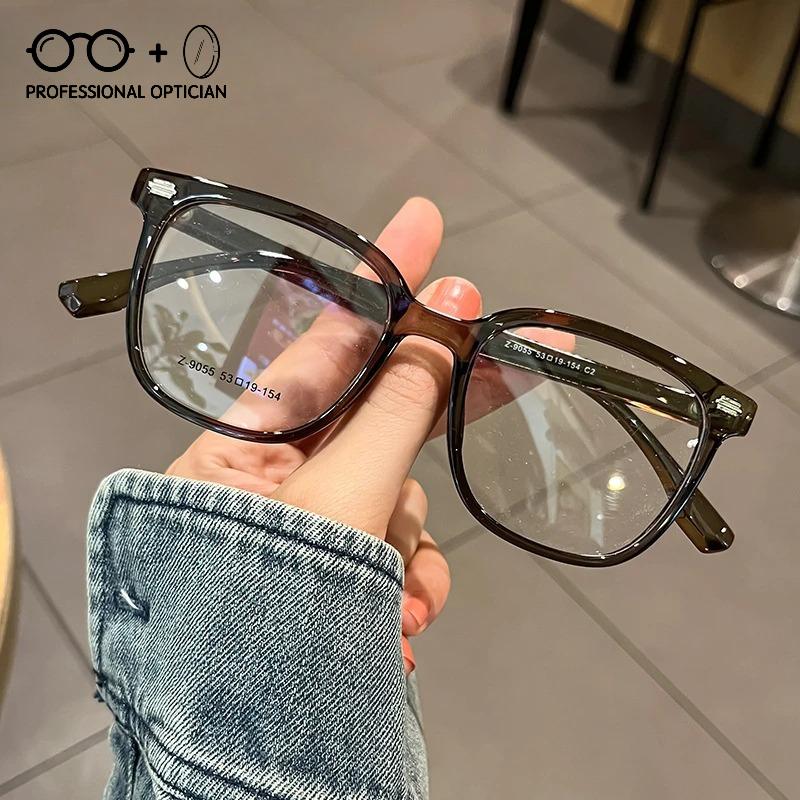 Minimalist High End Black Frame Large Frame Round Face Myopia Anti Blue Light Prescription Glasses for Man Optical Progressive