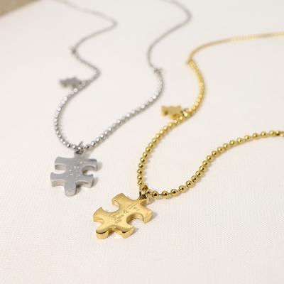 Daily Commuting Trend Stainless Steel Creative Puzzle Pendant Collarbone Chain Versatile Titanium Steel Necklace Does Not Fade