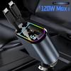 Retractable Car Charger 120W Starry Sky Top Projection Light Four-In-One Type-C+Lightning Dual Wires Usb+Pd Expansion Socket