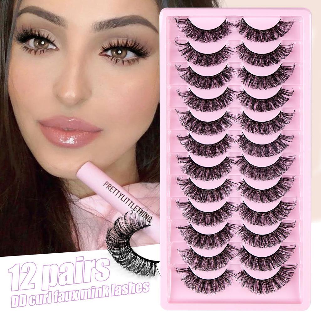 12 Pairs Of Curled False Eyelashes, Natural Chemical Fiber Eyelashes, Thick Simulated Eyelashes