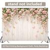2D Flat Printing White Wood Plank Background Cloth with Pink Flowers for Birthday Party Photoshoot