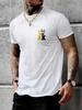 Mens Casual Crown AK Print Tshirt with Round Neck Short Sleeves Versatile and Machine Washable