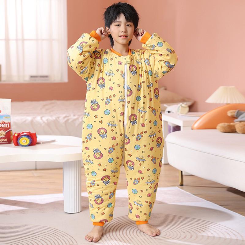 Cotton Warm Toddler Sleepsuit With Legs Boys Girls 3-12 Years Thick Pajama Sleep Bag Winter