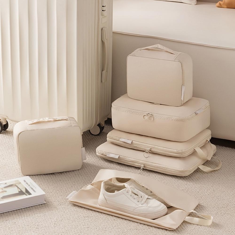 [Easy-Clean] Compression Packing Cubes | 6pcs Set | Polyester | Easy-Clean, Lightweight | Travel Organizer | Luggage and Clothes Sorting