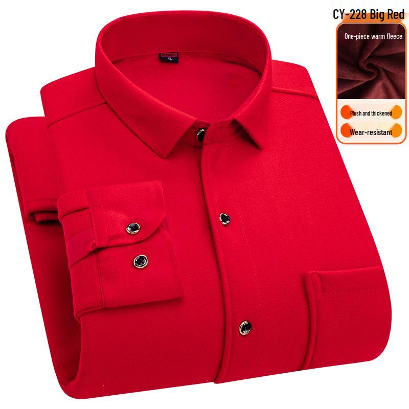 Men's Fleece-Lined Plaid Long-Sleeve Shirt