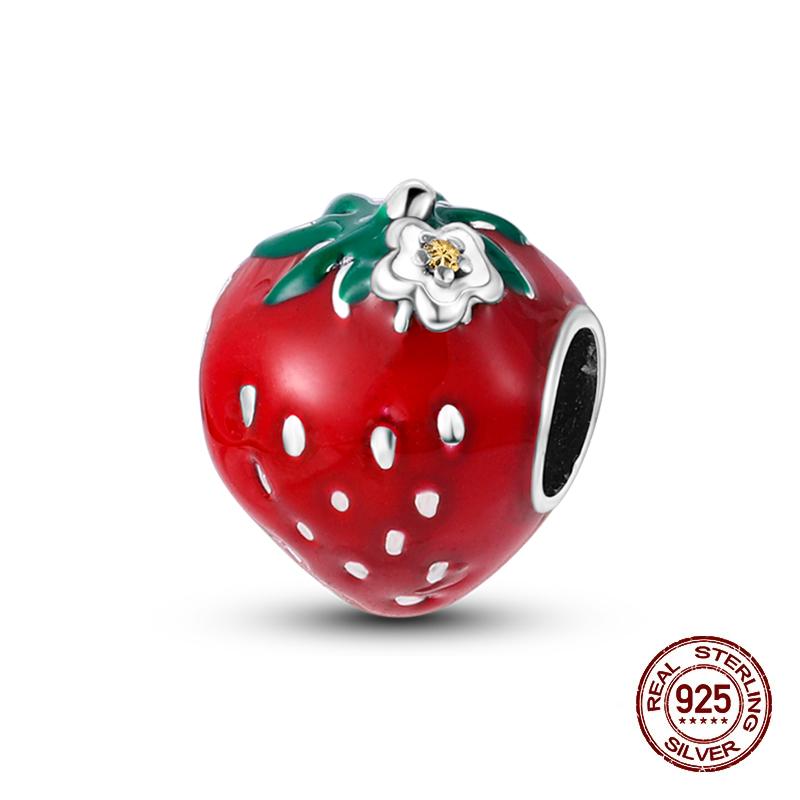 Copper Change Color Strawberry Cherry Avocado Fruit Series Charms Beads Fororiginal Bracelets Diy Birthday Jewelry Gift