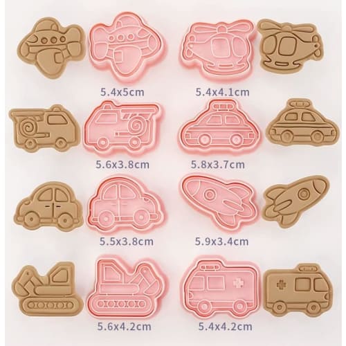Momee 8-Piece Transportation Vehicle Cookie Cutter Set, Biscuit Cutter for Baking, DIY Confectionery, and Handmade Baking (Set A)