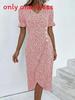 Geometric Pattern Short Sleeve Dress With 3d Digital Printing For Summer Casual Wear