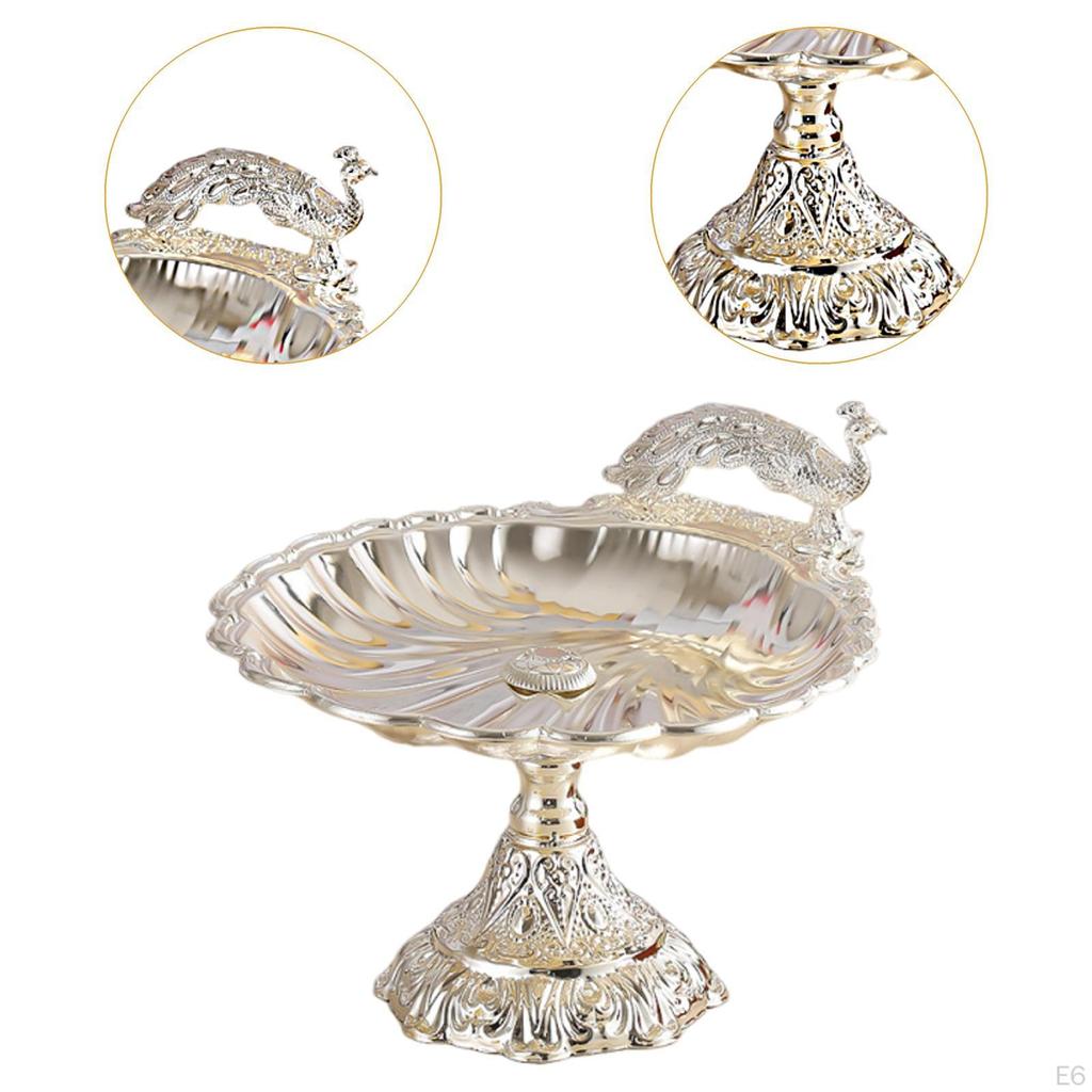 Decorative Pedestal Fruit Plate Bowl Footed Metal for Kitchen Restaurant
