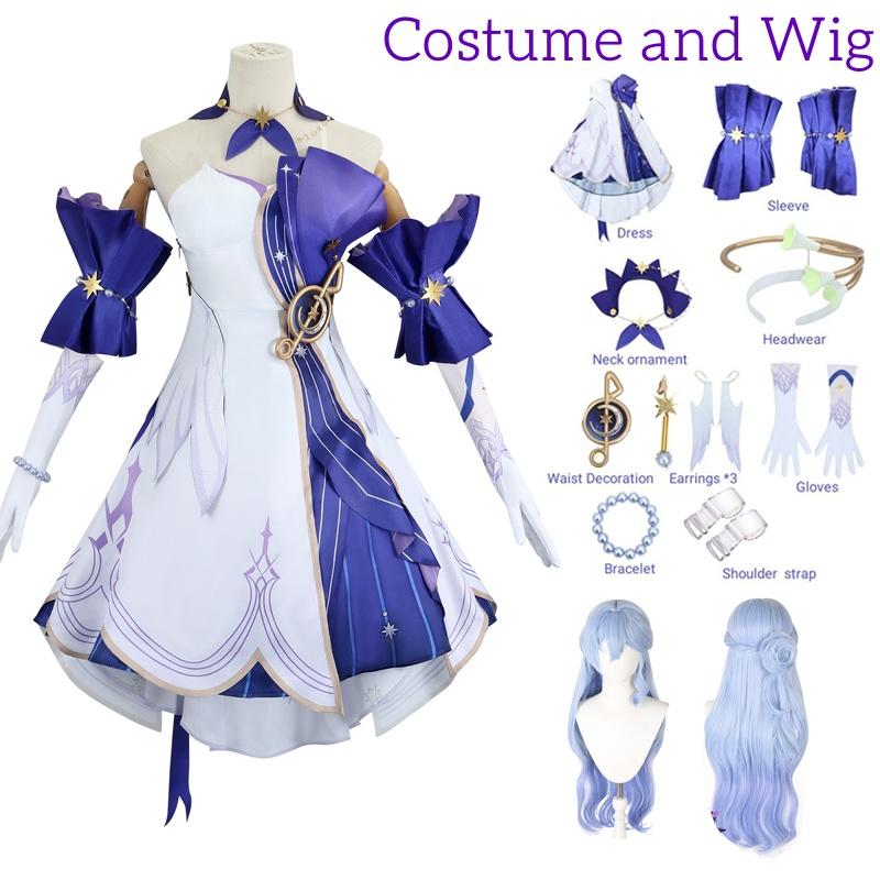 Robin Cosplay Game Honkai Star Rail Robin Cosplay Costume Anime 3D Print Dresses Wig  Role Play Uniform Full Set for Women Girls