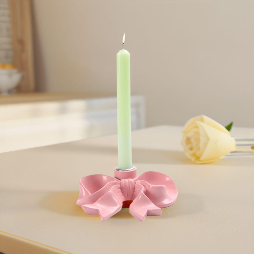 Romantic Long Candle Candlestick INS Bowknot Shape Candlestick Candle Stands  Home Room Decor