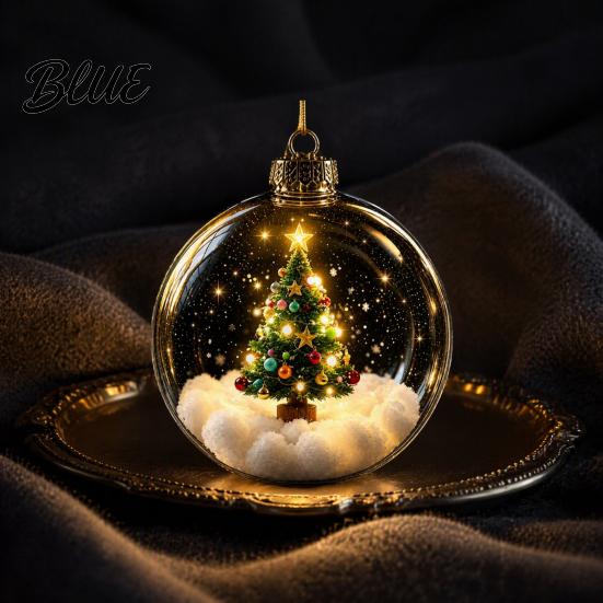 Warm White Christmas Tree Decorations Glowing Decorative Ball Lighted Ornament with Festive Scene LED Modern Hanging Lights Decor String Glow Home