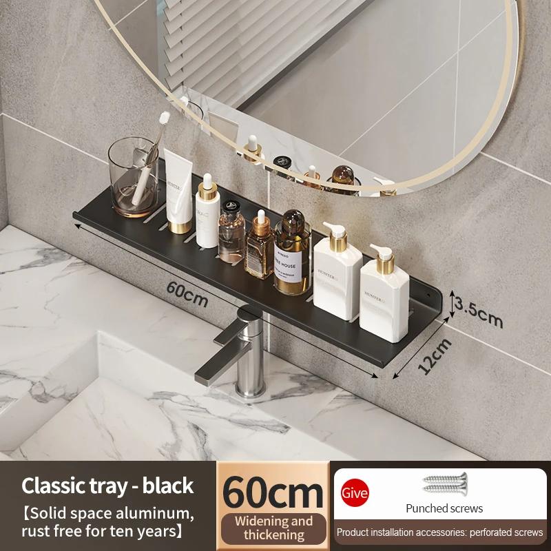 Bathroom Rack Bathroom Shelf Toilet Storage Rack Toilet Kitchen Space Aluminum Hang On the Wall Punch-free Rack Hanging Shelves