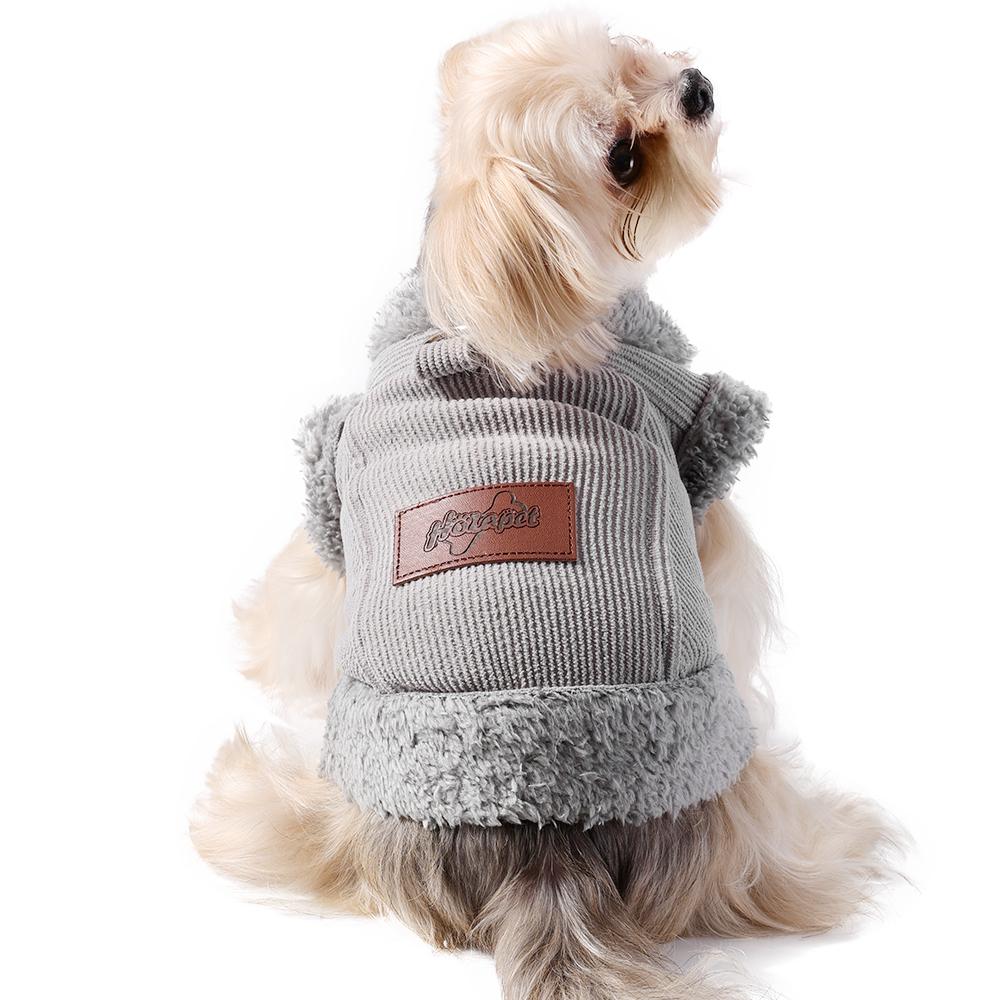 Warm Dog Clothes Autumn Winter Pet Jacket Coat Pink Grey Soft Vest Costume with D-ring Schnauzer Yorkshire Costume for Small Medium Dogs