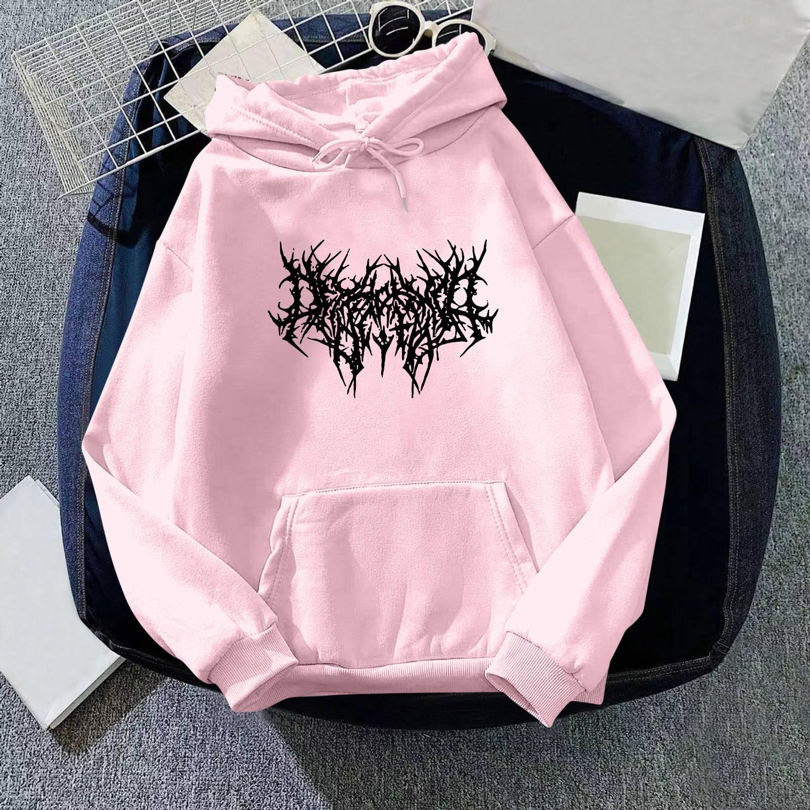 

Женская мода принт спортивный свободный пуловер длинный рукав карман капюшон толстовка топ M розовый