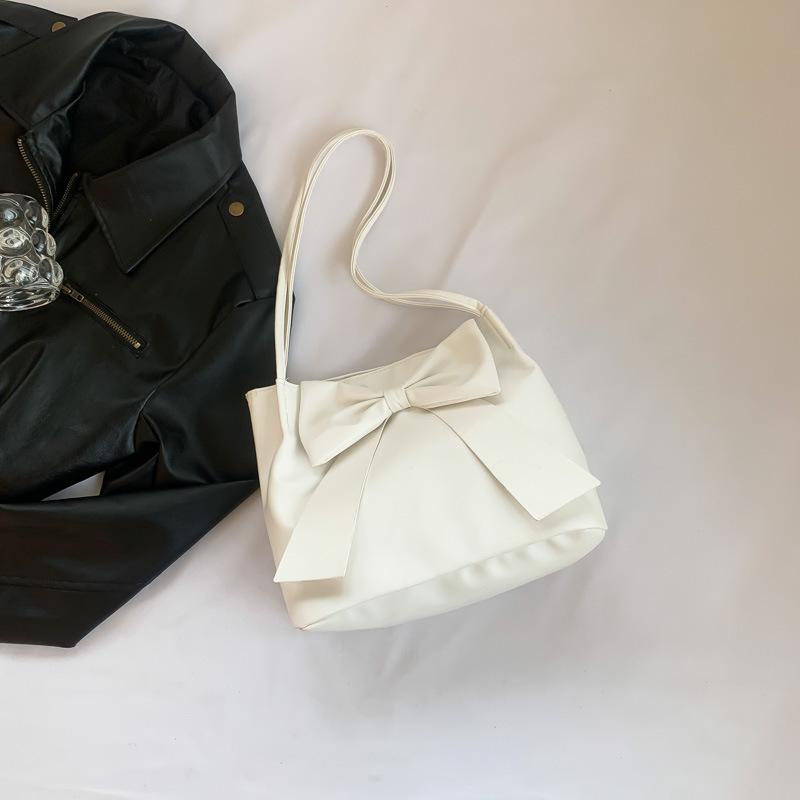 Large capacity bow tote bag women's Japanese new popular fashion aesthetic fashion simple portable armpit bag
