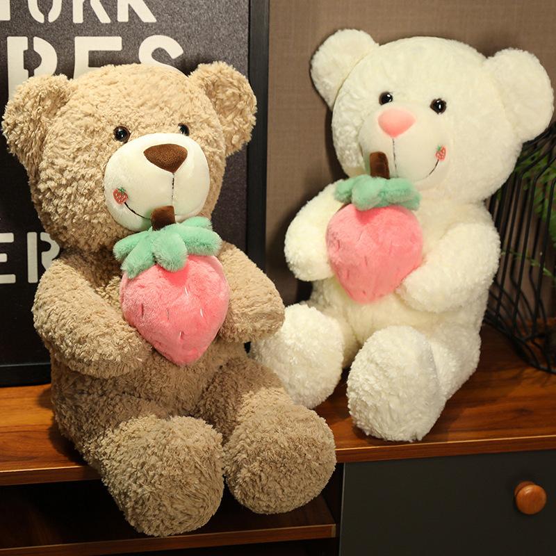 Pink Strawberry Bear Doll Large Strawberry Teddy Bear Plush Toy Doll Girl Sleeping Doll Bear Pillow