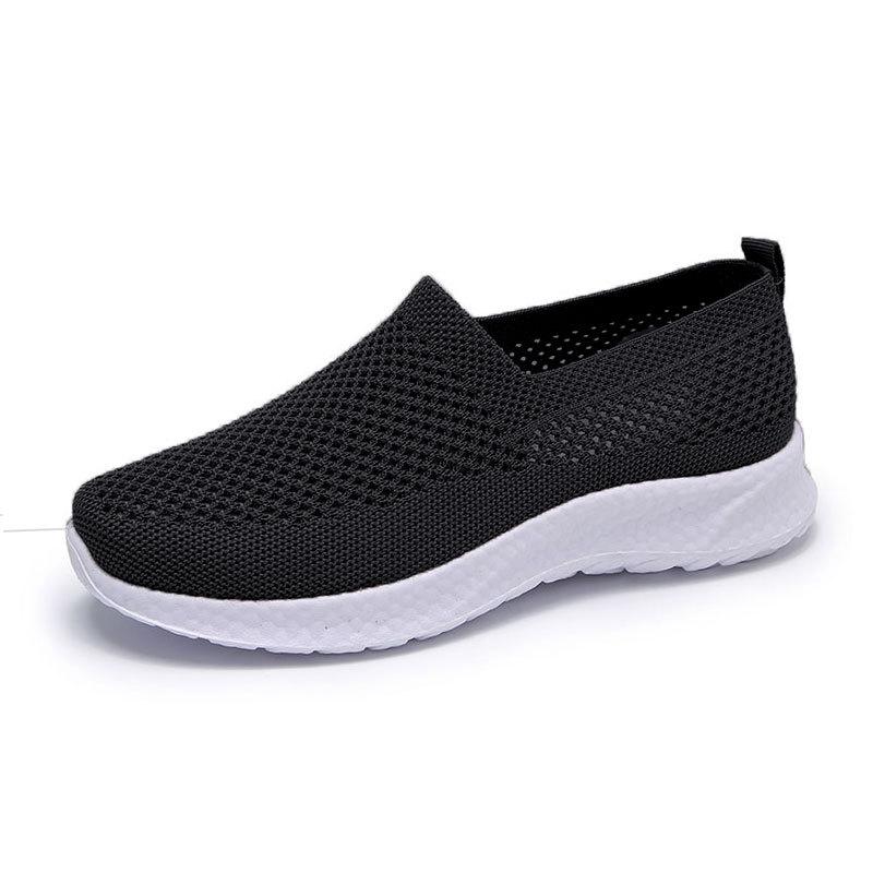 Knitted women's shoes summer hollow mesh mother shoes one pedal shallow mouth flat shoes non-slip lazy shoes